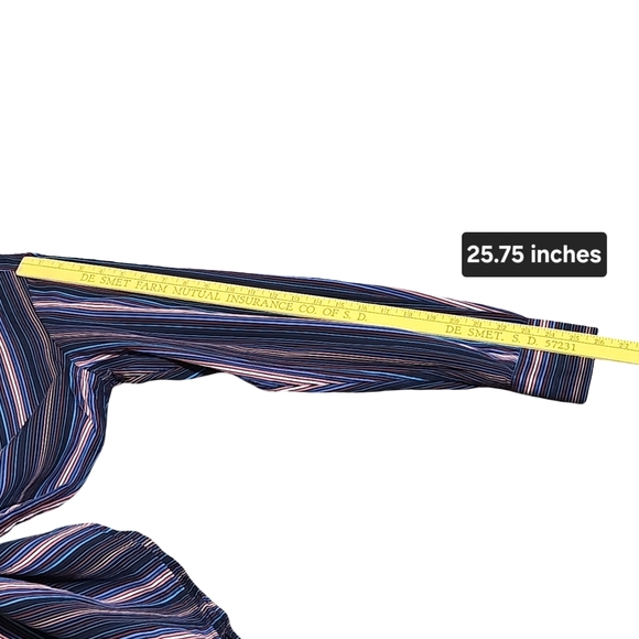 VISCONTI Shirt Mens Large Multicolor Stripe Cotton Contrast Cuffs Modern Western - Picture 10 of 11